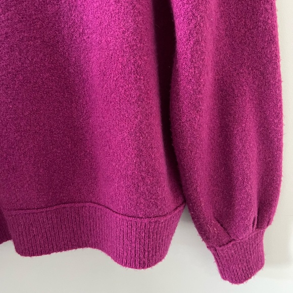 Free People Echo Beach Cowl Neck Wool Blend Sweater In Magenta Size S - Picture 11 of 15